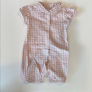 Pink and White Gingham Baby Romper